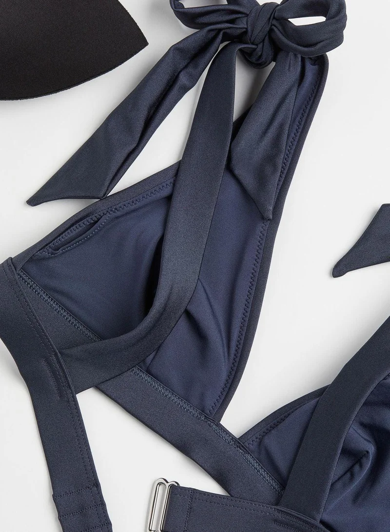 H&M Tie Detail Plunge Neck Bikini Top